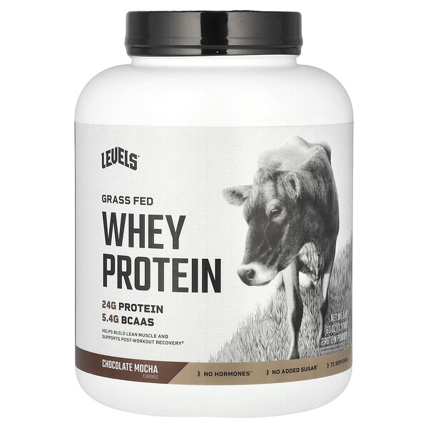 Grass Fed Whey Protein Powder, Chocolate Mocha, 5 lb (2.27 kg) Levels