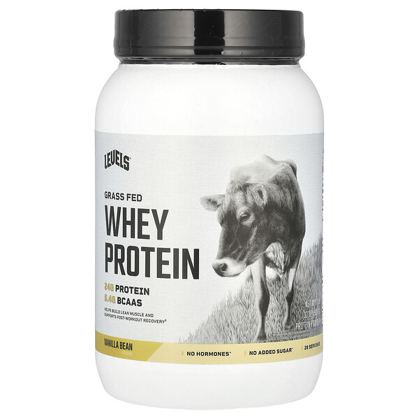 Grass Fed Whey Protein Powder, Vanilla Bean, 2 lb (907 g) Levels