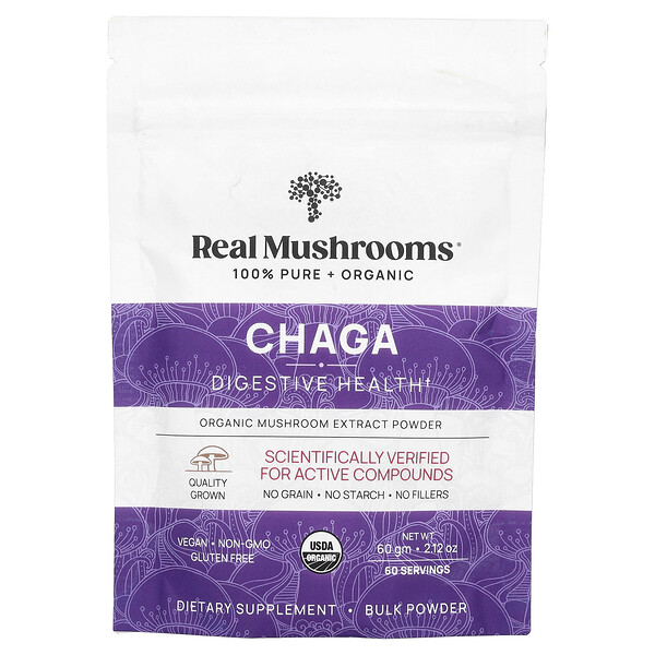 Chaga, Organic Mushroom Extract Powder, 2.12 oz (60 g) Real Mushrooms