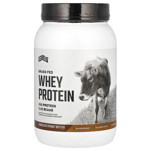 Grass Fed Whey Protein Powder, Chocolate Peanut Butter, 2 lb (907 g) Levels