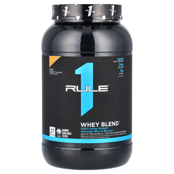 Whey Blend, Protein Powder Drink Mix, Lightly Salted Caramel, 1.99 lb (905 g) Rule One Proteins