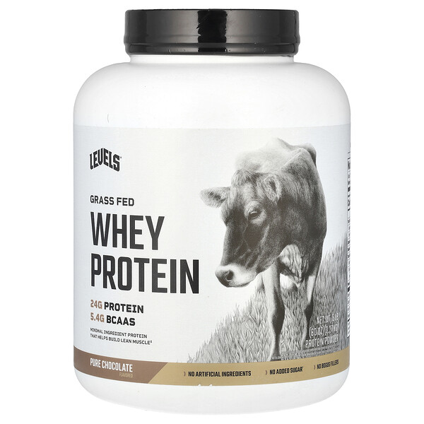 Grass Fed Whey Protein Powder, Pure Chocolate, 5lb (2.27 kg) Levels
