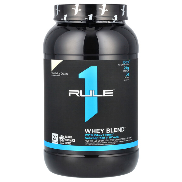 Whey Blend, Protein Powder Drink Mix, Vanilla Ice Cream, 1.96 lb (891 g) Rule One Proteins