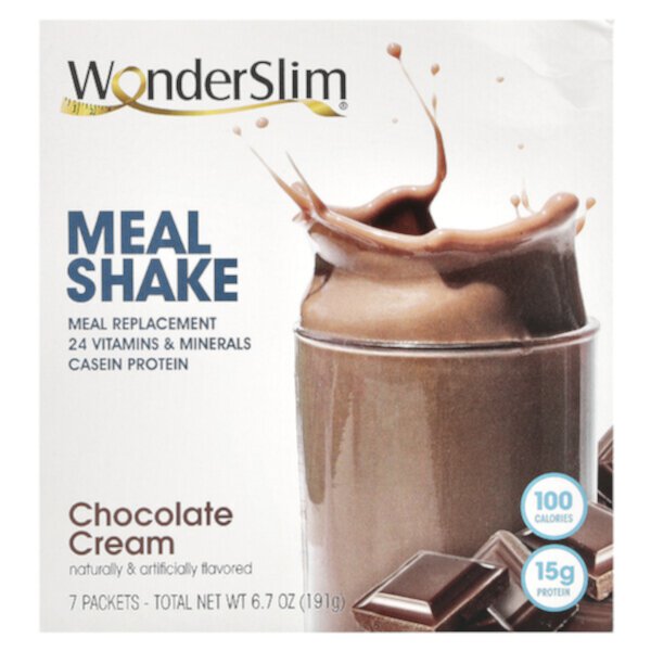 Meal Shake, Chocolate Cream, 7 Packets, 27 g Each WonderSlim