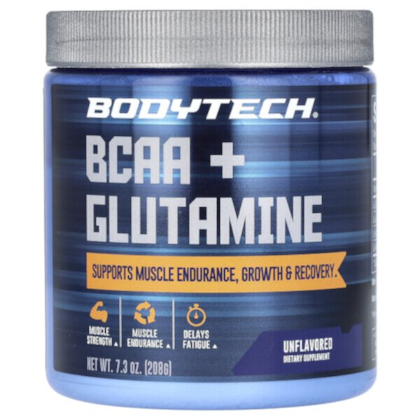 BCAA + Glutamine, Unflavored, 7.3 oz (208 g) BodyTech