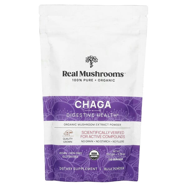 Chaga, Organic Mushroom Extract Powder, 5.29 oz (150 gm) Real Mushrooms