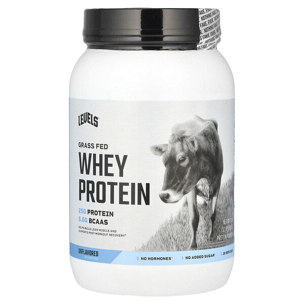 Grass Fed Whey Protein Powder, Unflavored, 2 lb ( 907 g) Levels