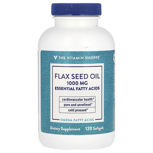 Flax Seed Oil, 1,000 mg, 120 Softgels The Vitamin Shoppe