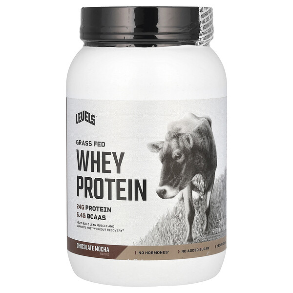 Grass Fed Whey Protein Powder, Chocolate Mocha, 2 lb (907 g) Levels