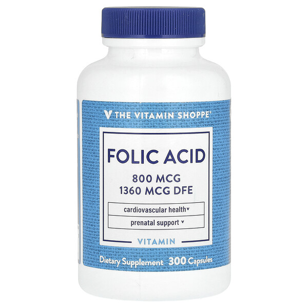 Folic Acid, 800 mcg, 300 Capsules The Vitamin Shoppe