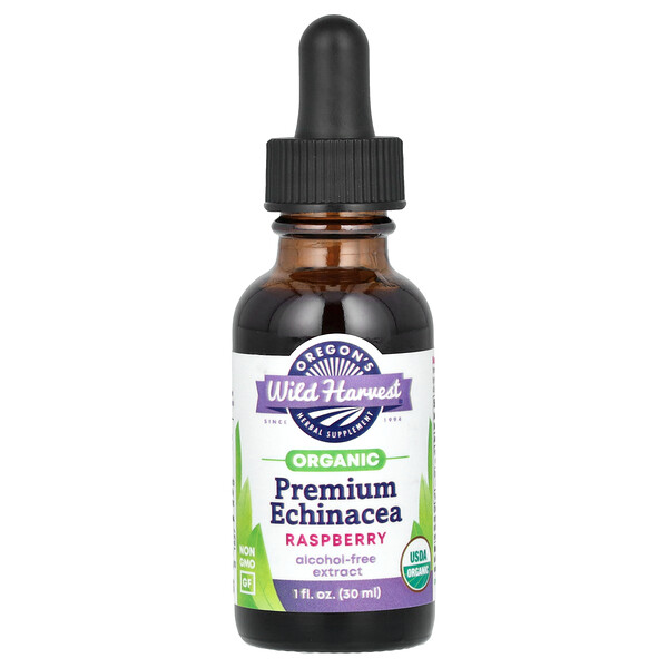 Organic Premium Echinacea, Alcohol Free, Raspberry, 1 fl oz (30 ml) Oregon's Wild Harvest