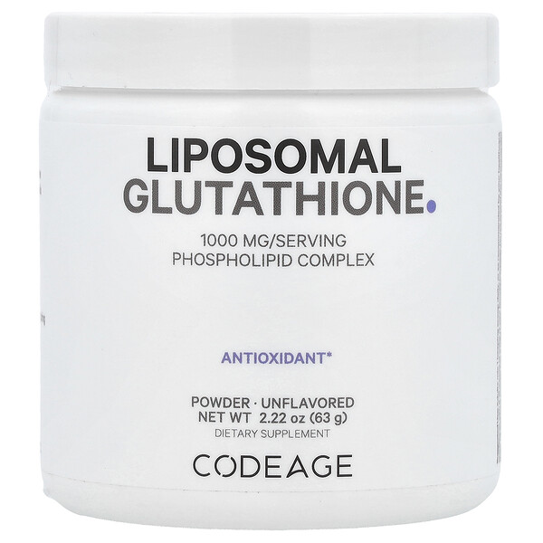 Liposomal Glutathione Powder (Порошок), Unflavored (Без вкуса), 2.22 oz (Унции) (63 g) Codeage