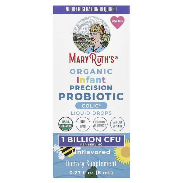 Organic Infant Precision Probiotic, Liquid Drops, Newborn+, Unflavored , 1 Billion CFU, 0.27 fl oz (8 ml) MaryRuth's