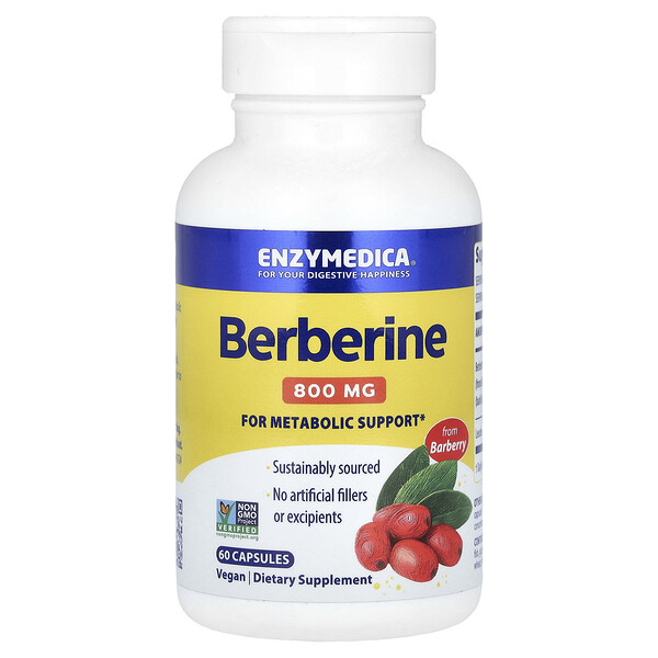 Berberine, 800 mg, 60 Capsules (400 mg per Capsule) Enzymedica