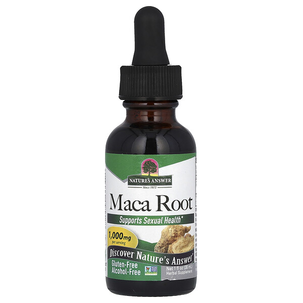 Maca Root, Alcohol-Free (Безалкогольный), 1,000 mg , 1 fl oz (Жидкие унции) (30 ml) Nature's Answer