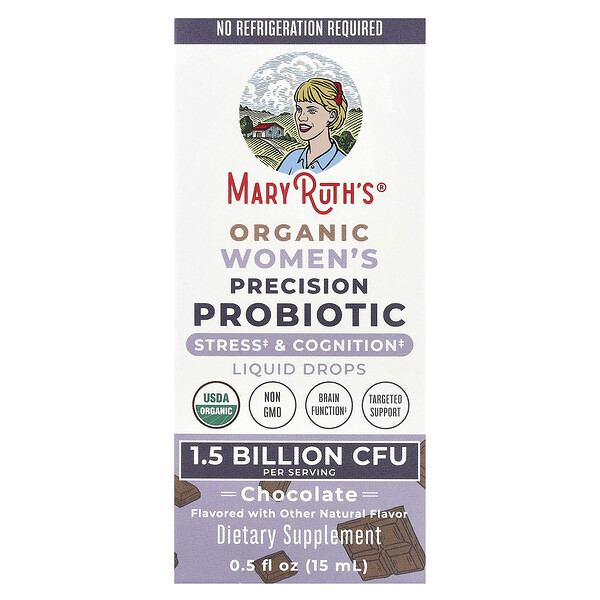 Organic Women's Precision Probiotic, Liquid Drops, Chocolate , 1.5 Billion CFU , 0.5 fl oz (15 ml) MaryRuth's