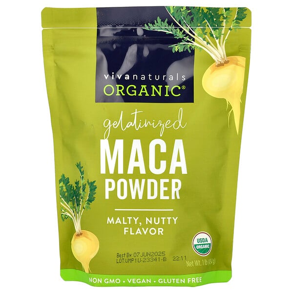 Organic Gelatinized Maca Powder, 1 lb (454 g) Viva Naturals