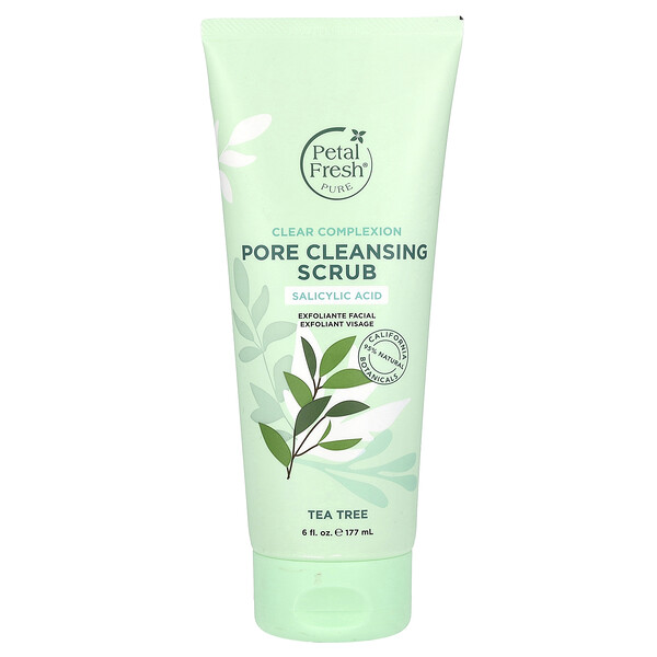 Pure, Clear Complexion Pore Cleansing Scrub, Tea Tree, 6 fl oz (177 ml) Petal Fresh