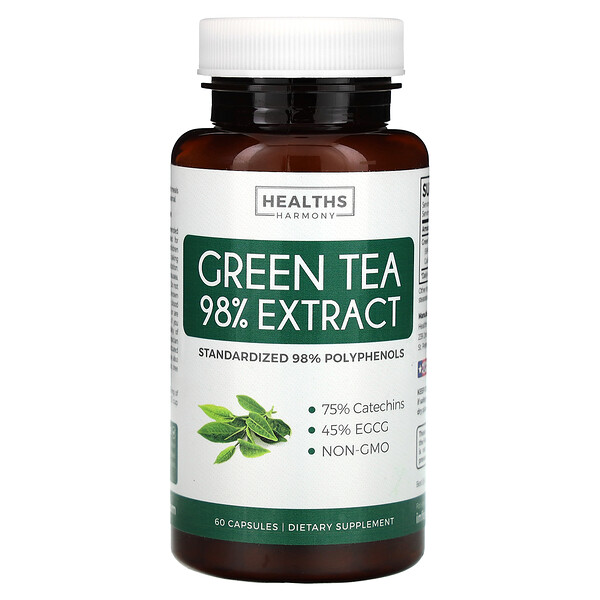 Green Tea 98% Extract , 60 Capsules Healths Harmony
