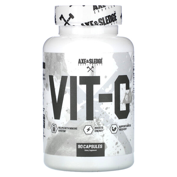 Basics, Vit-C, 1,000 mg, 90 Capsules Axe & Sledge Supplements