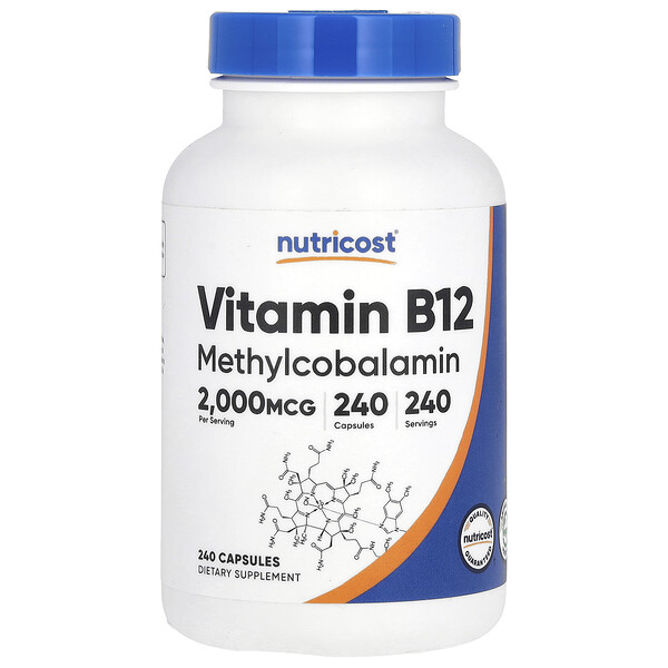 Vitamin B12, 2,000 mcg, 240 Capsules Nutricost