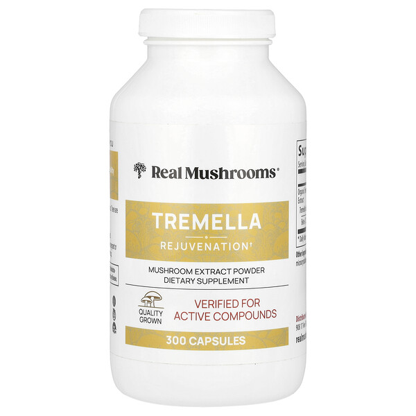 Tremella, Mushroom Extract Powder (Порошок), 300 Capsules (Капсулы) Real Mushrooms