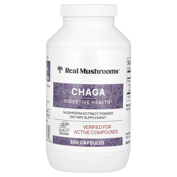 Chaga, Mushroom Extract Powder, 300 Capsules Real Mushrooms