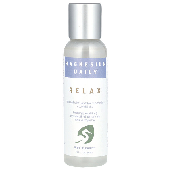 Magnesium Daily, Relax, 2 fl oz (59 ml) White Egret