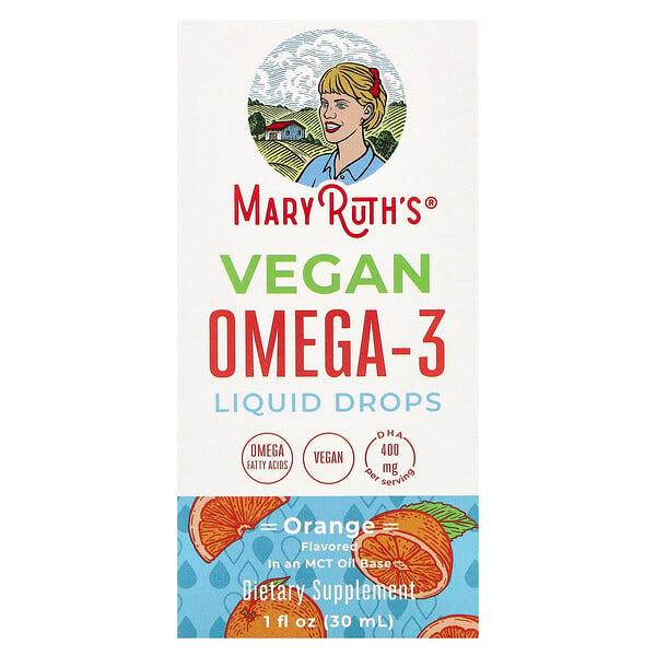 Vegan Omega-3 Liquid Drops, Orange, 1 fl oz (30 ml) MaryRuth's