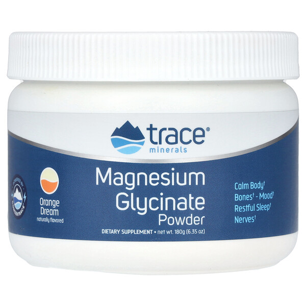 Magnesium Glycinate Powder, Orange Dream, 6.35 oz (180 g) Trace Minerals Research