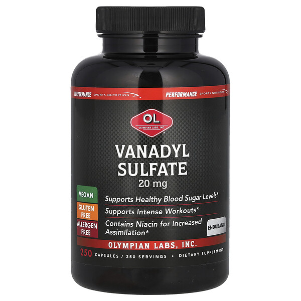 Vanadyl Sulfate, 20 mg, 250 Capsules Olympian Labs