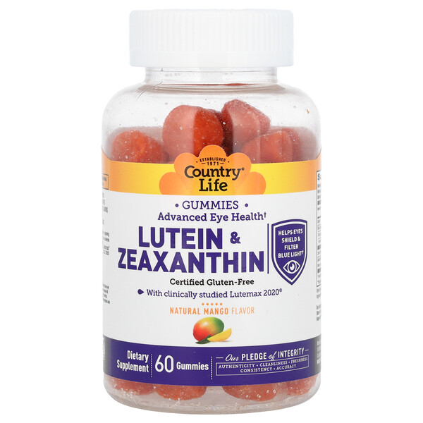 Lutein & Zeaxanthin Gummies, Natural Mango, 60 Gummies Country Life