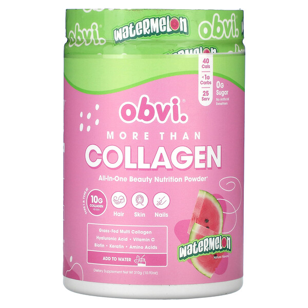 More Than Collagen, All-In-One Beauty Nutrition Powder, Watermelon, 10.93 oz (310 g) Obvi
