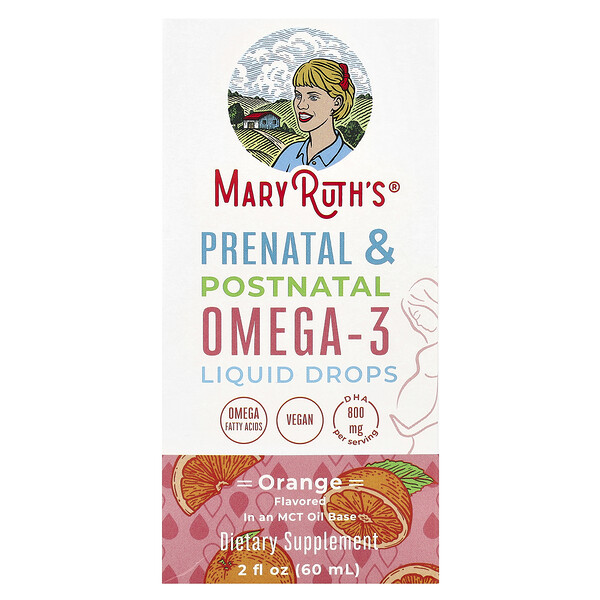 Prenatal & Postnatal Omega-3 Liquid Drops, Orange, 2 fl oz (60 ml) MaryRuth's
