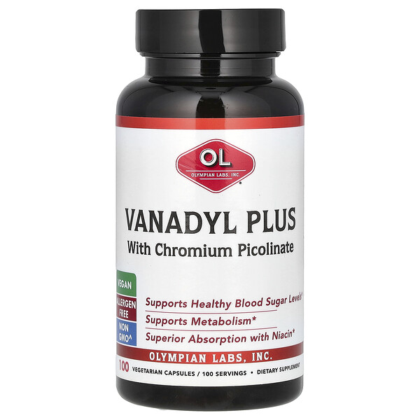 Vanadyl Plus with Chromium Picolinate, 100 Vegetarian Capsules Olympian Labs