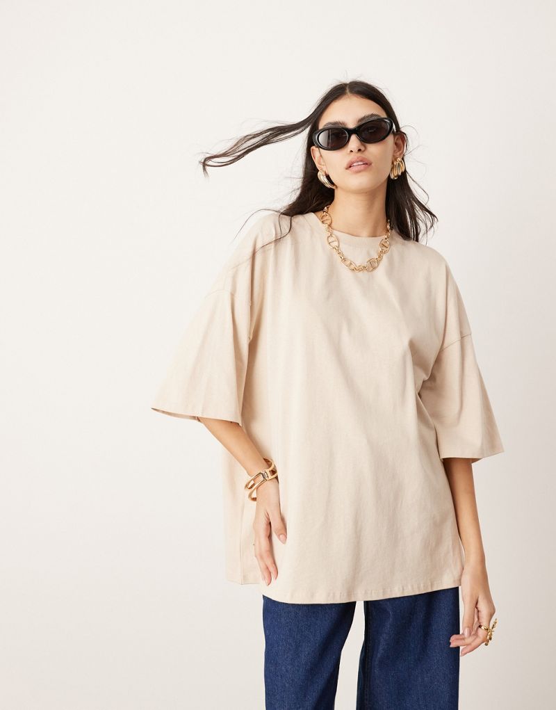 ASOS EDITION oversized premium heavy weight T-shirt in taupe ASOS EDITION