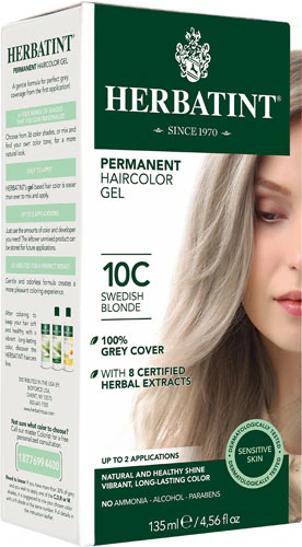 Стойкая гелевая краска для волос Herbatint 10C Шведский блонд -- 1 комплект Herbatint
