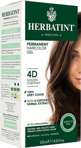 Permanent Hair Color Gel 4D Golden Chestnut -- 135 mL Herbatint