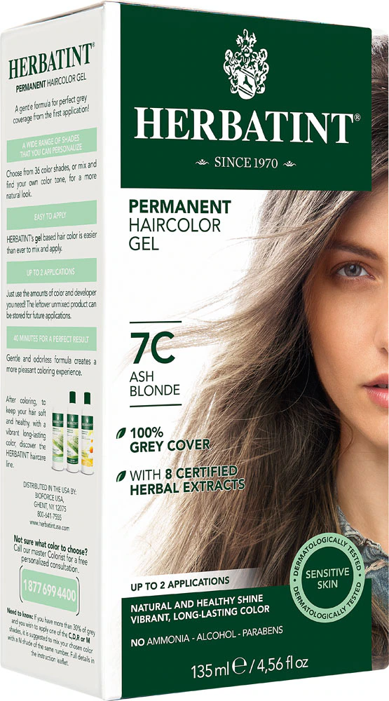 Permanent Hair Color Gel 7C Ash Blonde -- 135 mL Herbatint