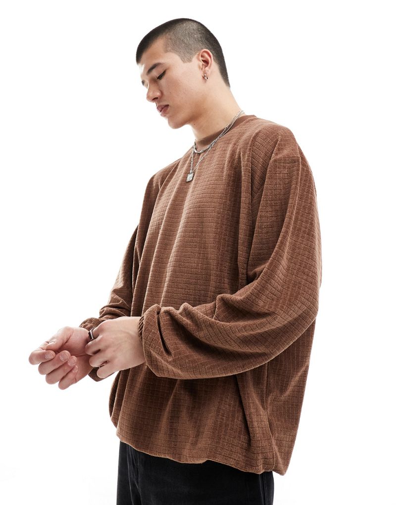 ASOS DESIGN oversized textured sweatshirt in tan brown ASOS DESIGN