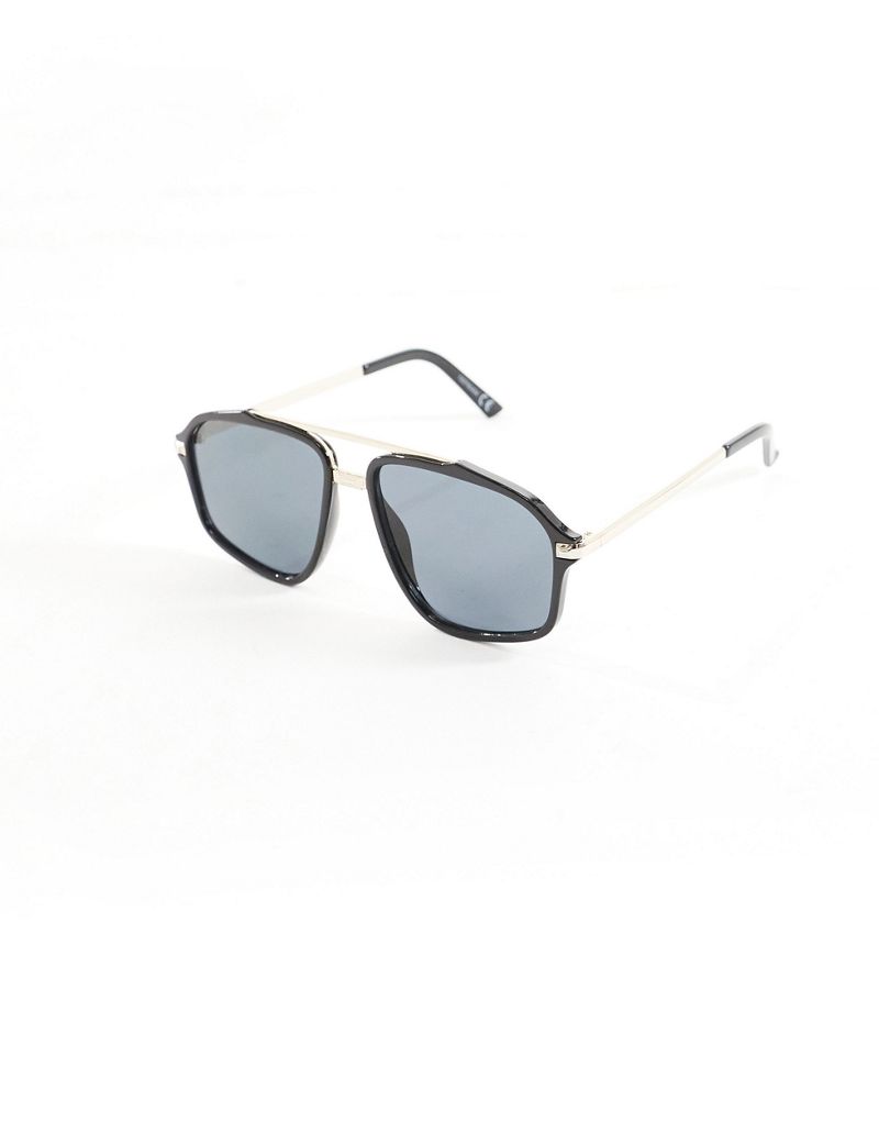 ASOS DESIGN aviator sunglasses with gold chain detail in black ASOS DESIGN