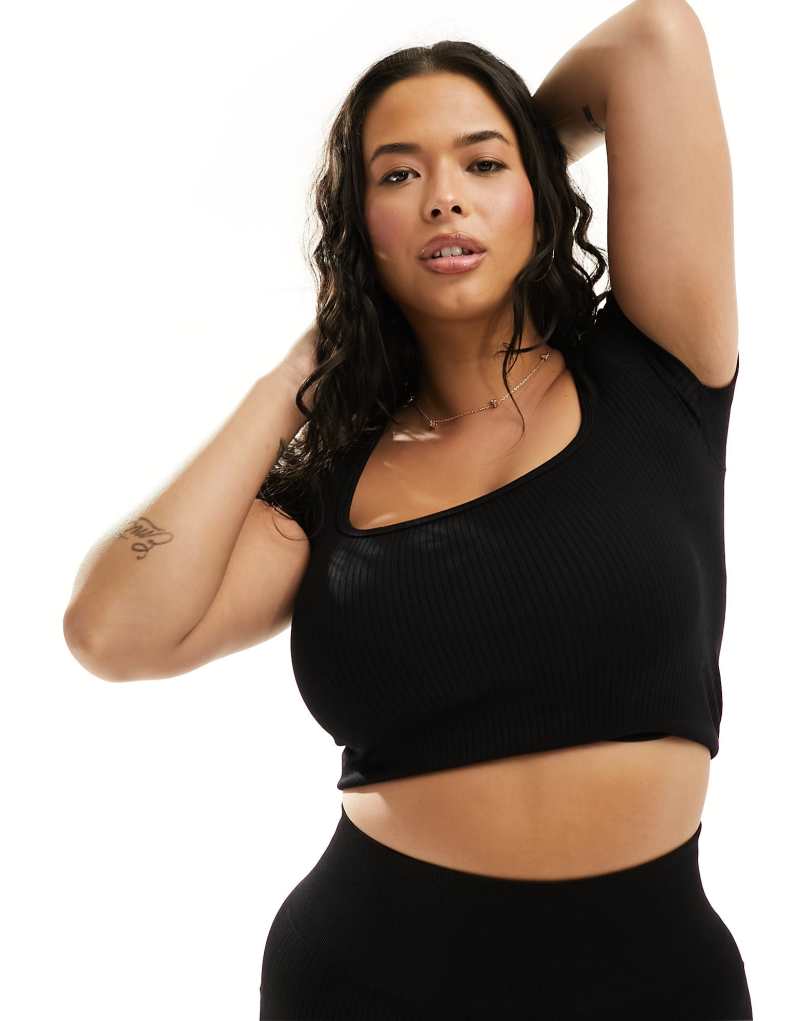 Женская Футболка ASOS 4505 Curve Icon Seamless Ribbed Performance ASOS 4505