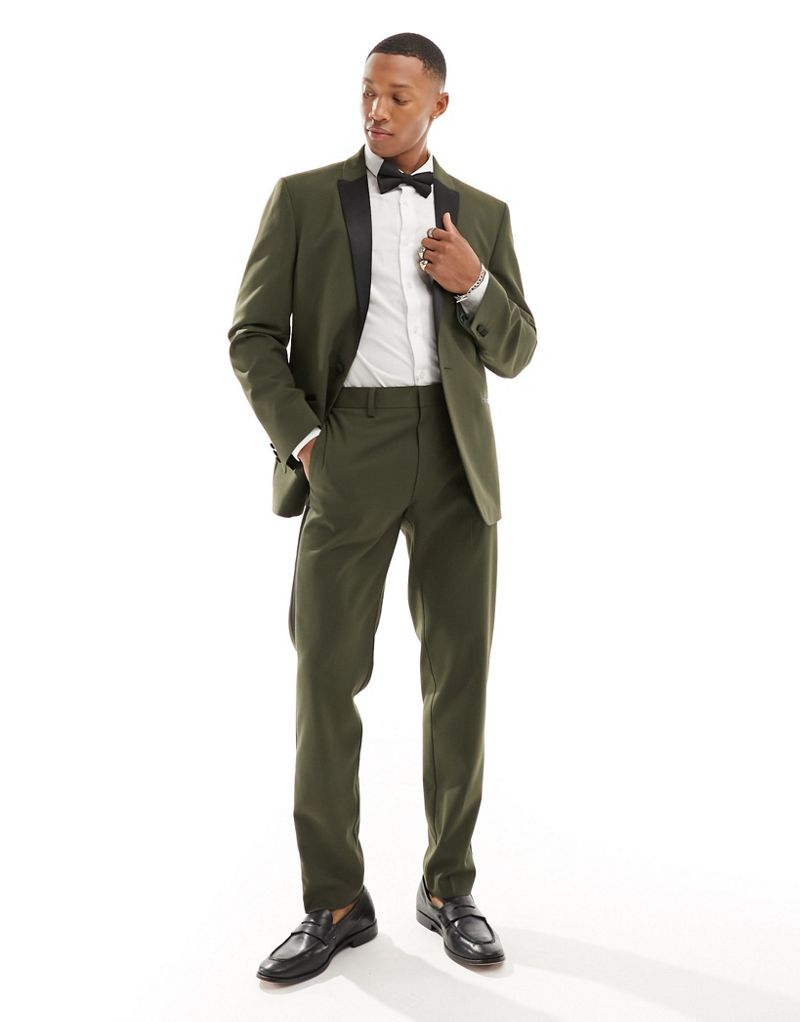 ASOS DESIGN slim tuxedo suit jacket in green ASOS DESIGN