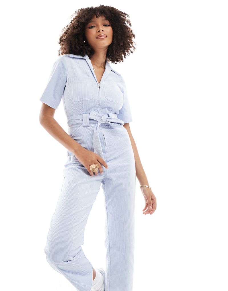 & Other Stories belted  jumpsuit in light blue & OTHER STORIES