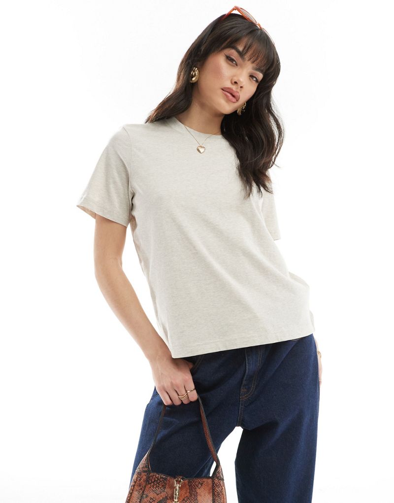 & Other Stories relaxed short sleeve T-shirt in beige melange & OTHER STORIES