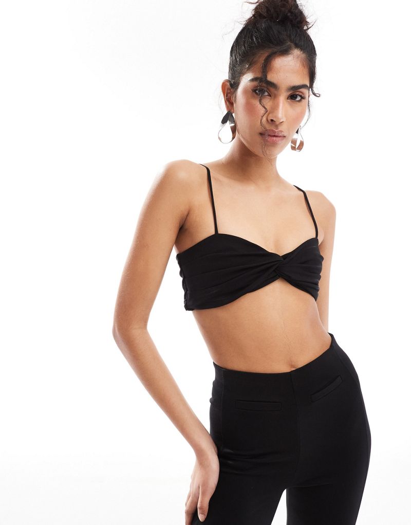 & Other Stories bralet top with twist front in black  & OTHER STORIES