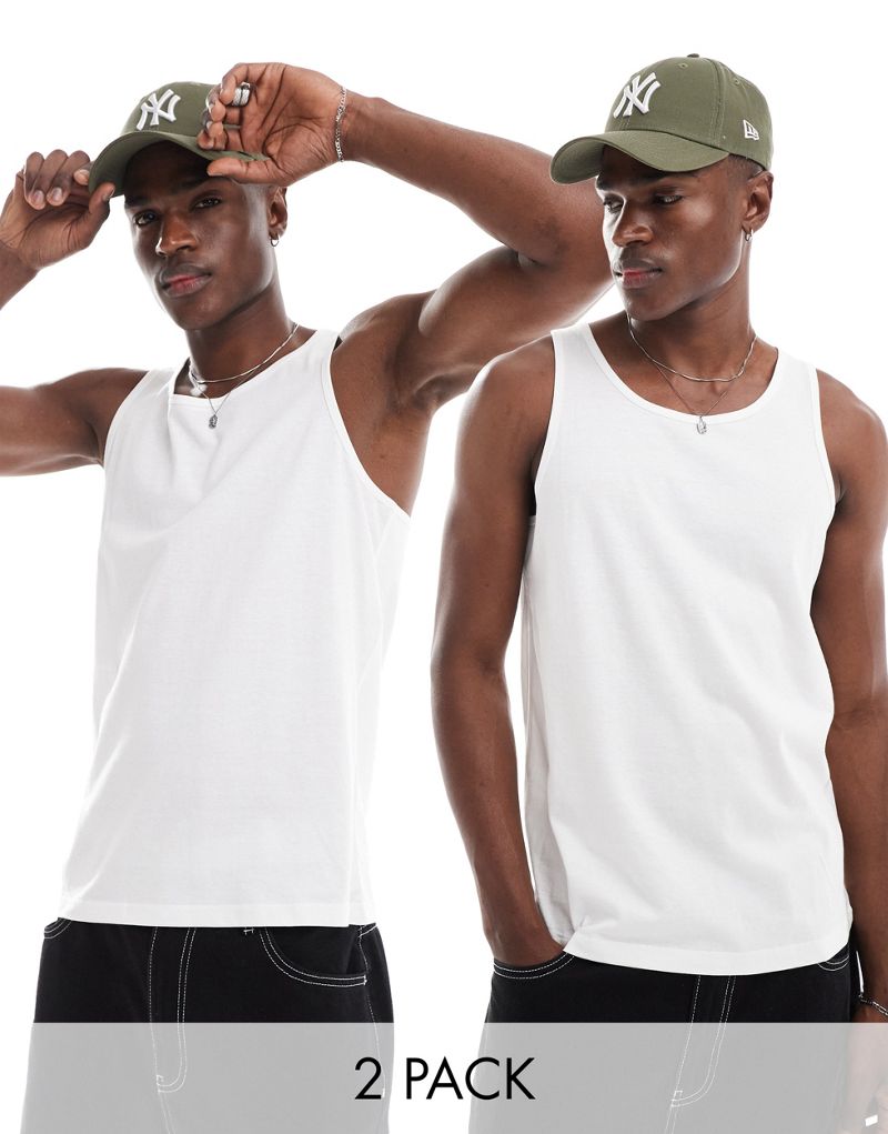 Another Influence 2 pack classic tank tops in white Another Influence