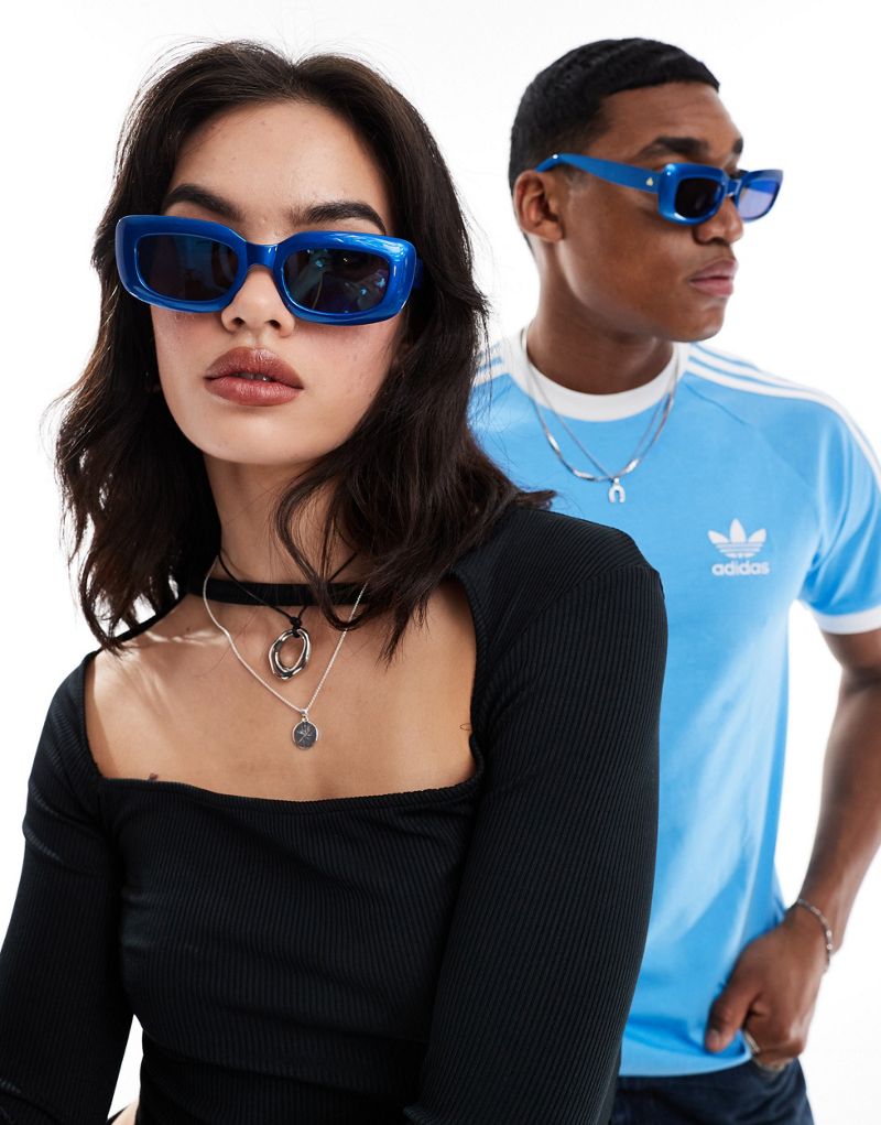 AIRE Orbit rectangle sunglasses in blue mirror Aire