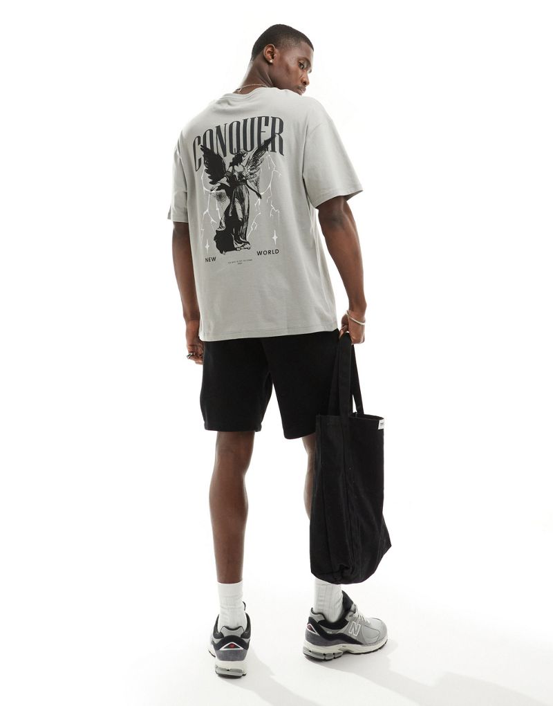 ADPT oversized t-shirt with angel conquer backprint in gray ADPT