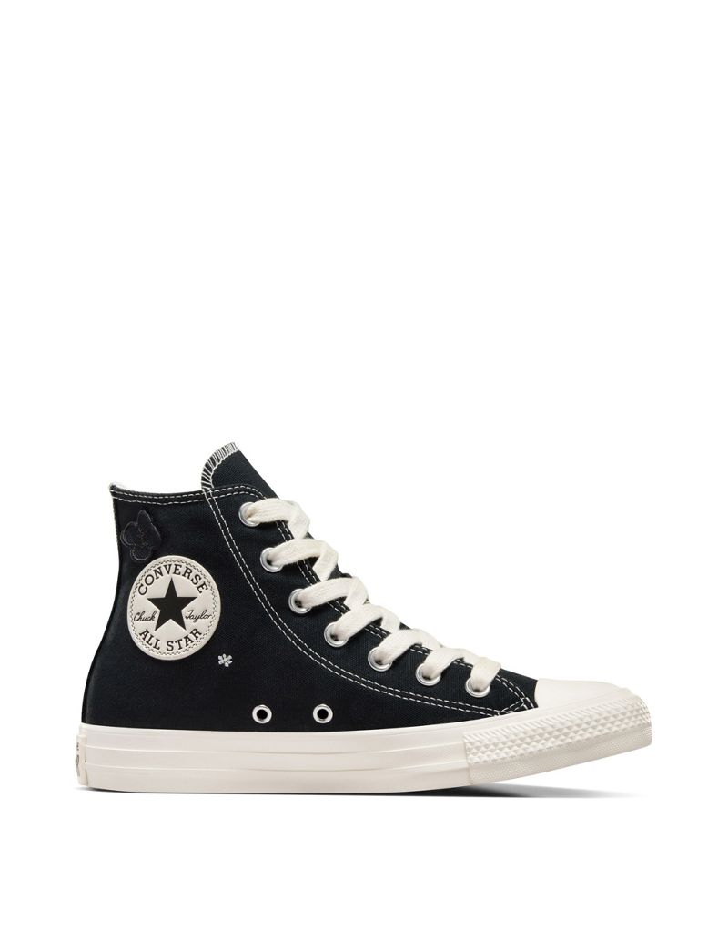 Converse Chuck Taylor All Star sneakers with flower embroidery in black & white Converse